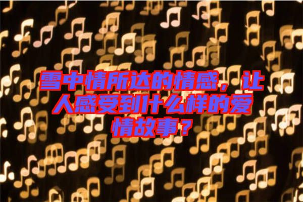 雪中情所達的情感，讓人感受到什么樣的愛情故事？