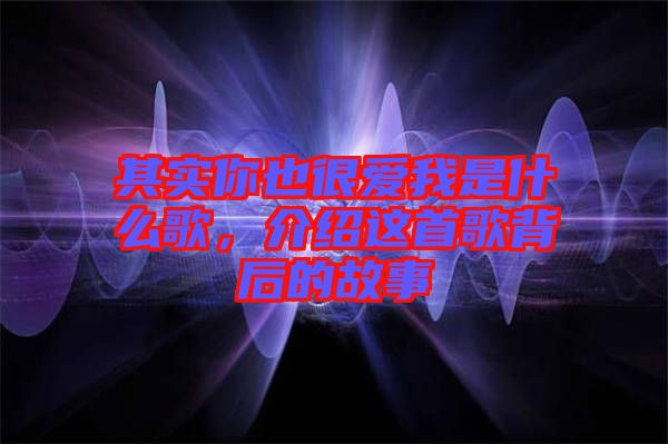 其實你也很愛我是什么歌，介紹這首歌背后的故事