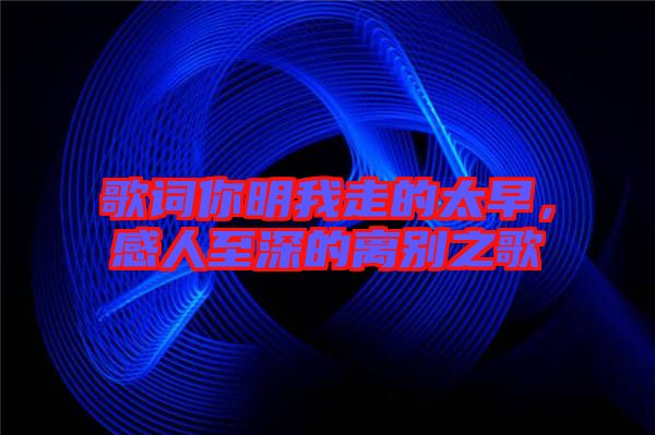 歌詞你明我走的太早，感人至深的離別之歌