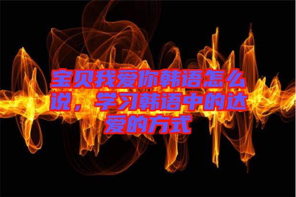 寶貝我愛你韓語怎么說，學習韓語中的達愛的方式
