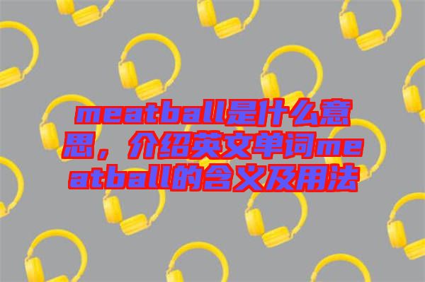 meatball是什么意思，介紹英文單詞meatball的含義及用法